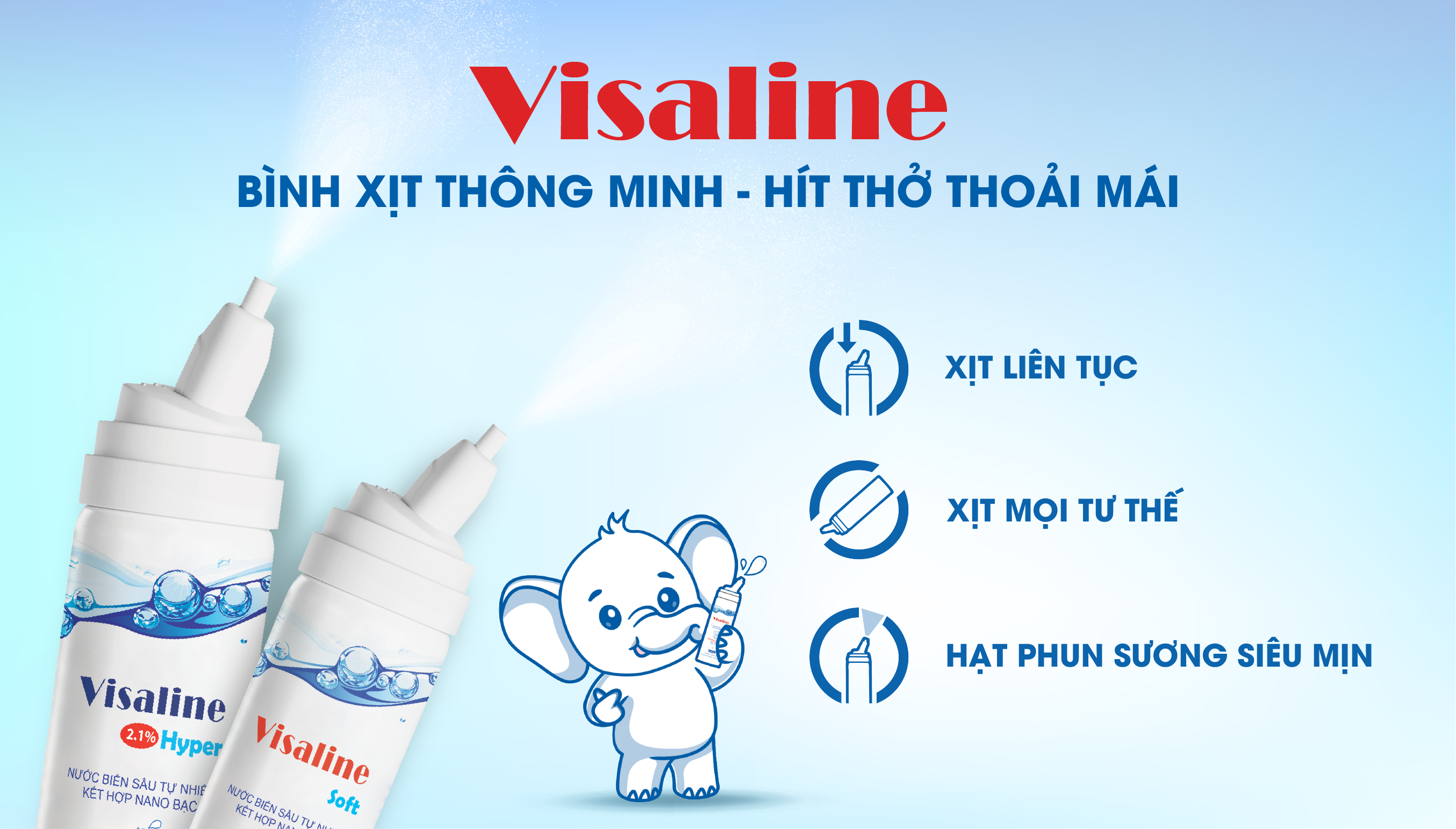 Visaline Soft - Bình xịt thông minh, Hít thở thoải mái